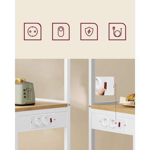 Køkkenreol med stikkontakter og 8 kroge - Golden Oak-Cloud White