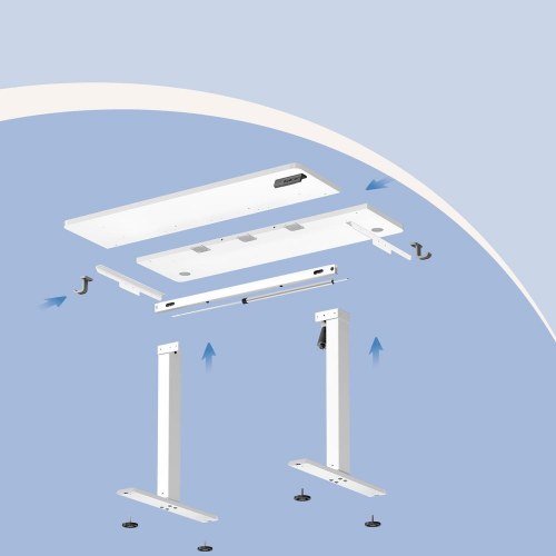 Hæve-sænkebord 120 x 60 cm med hukommelsesfunktion og kabelgennemføringer - skyhvid