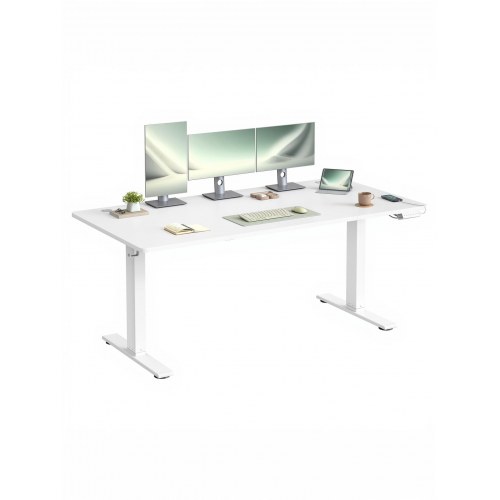 Elektrisk hæve-sænkebord 160 x 80 cm med USB-C, 3 hukommelsesknapper og kabelbakke - mat hvid