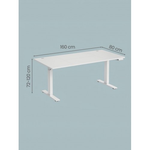 Elektrisk hæve-sænkebord 160 x 80 cm med USB-C, 3 hukommelsesknapper og kabelbakke - mat hvid