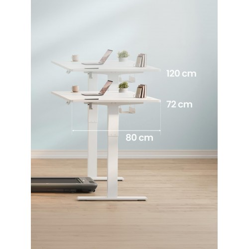 Elektrisk hæve-sænkebord 160 x 80 cm med USB-C, 3 hukommelsesknapper og kabelbakke - mat hvid