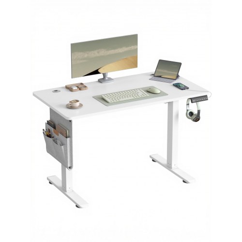 Elektrisk hæve-sænkebord 100 x 60 cm med memoryfunktion og USB-C - cloud white