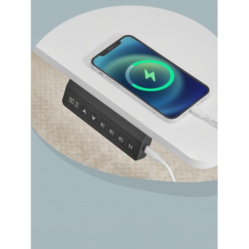 Elektrisk hæve-sænkebord 100 x 60 cm med memoryfunktion og USB-C - cloud white