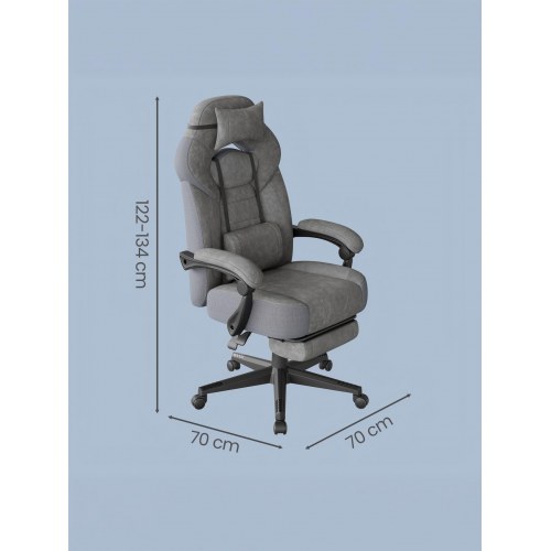 Gamingstol med fodstøtte og ergonomisk design 150 kg - skifergrå