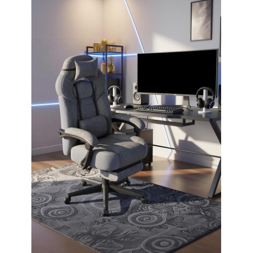 Gamingstol med fodstøtte og ergonomisk design 150 kg - skifergrå