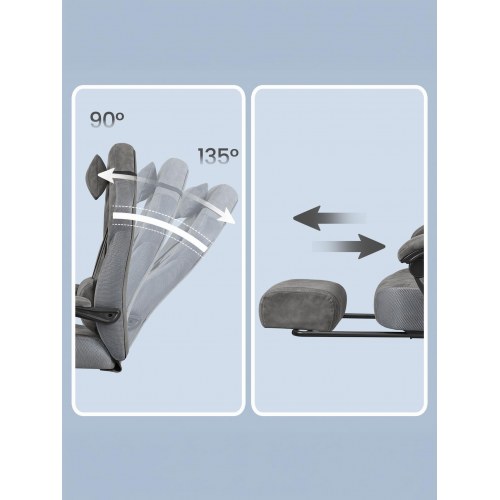 Gamingstol med fodstøtte og ergonomisk design 150 kg - skifergrå