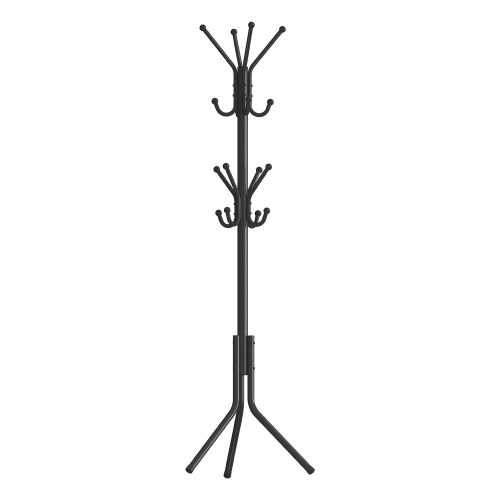 Stumtjener i metal med 16 knager, 175 cm - sort
