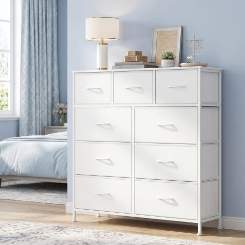 Kommode med 9 skuffer - Cloud White/Snow White