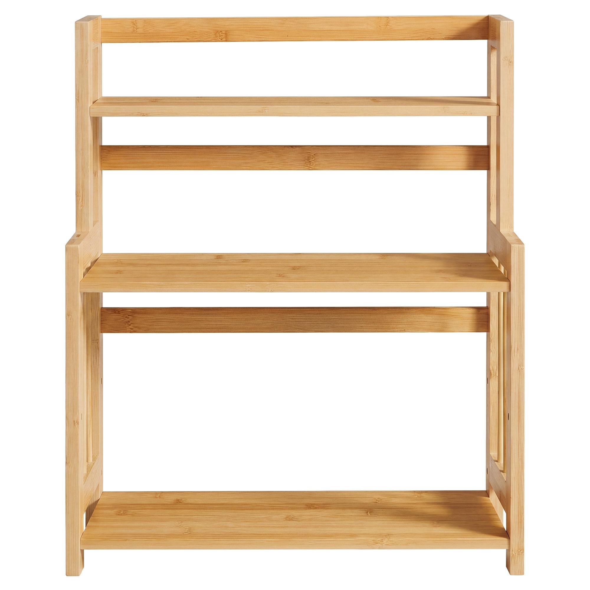 Krydderihylde med 3 hylder i bambus til bordplade - naturbeige