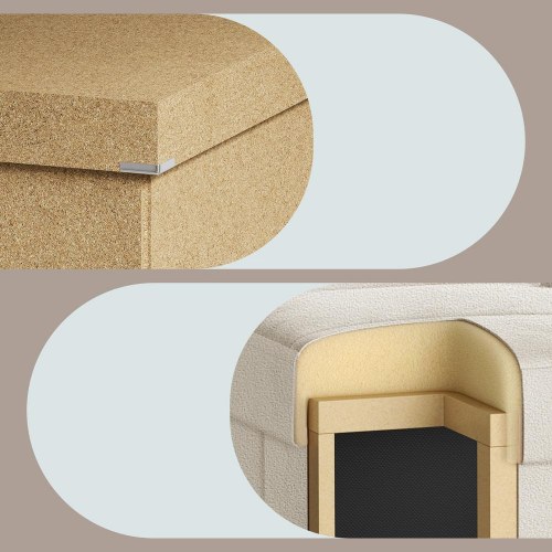 Foldbar opbevaringsbænk i fløjl - cappuccino beige, 112 l
