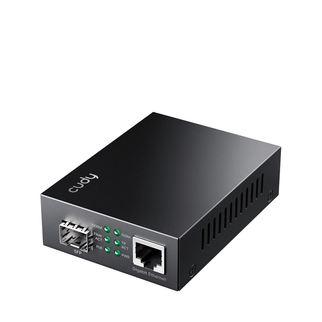 Cudy MC220P 2.0 Gigabit PoE+ mediekonverter sort