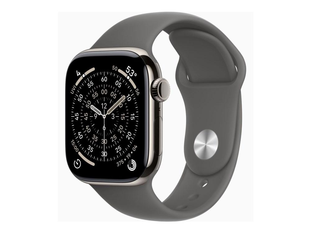 Apple Watch Series 11 GPS + Cellular 42 mm smartwatch - naturligt titanium med stengrå sportsrem M/L