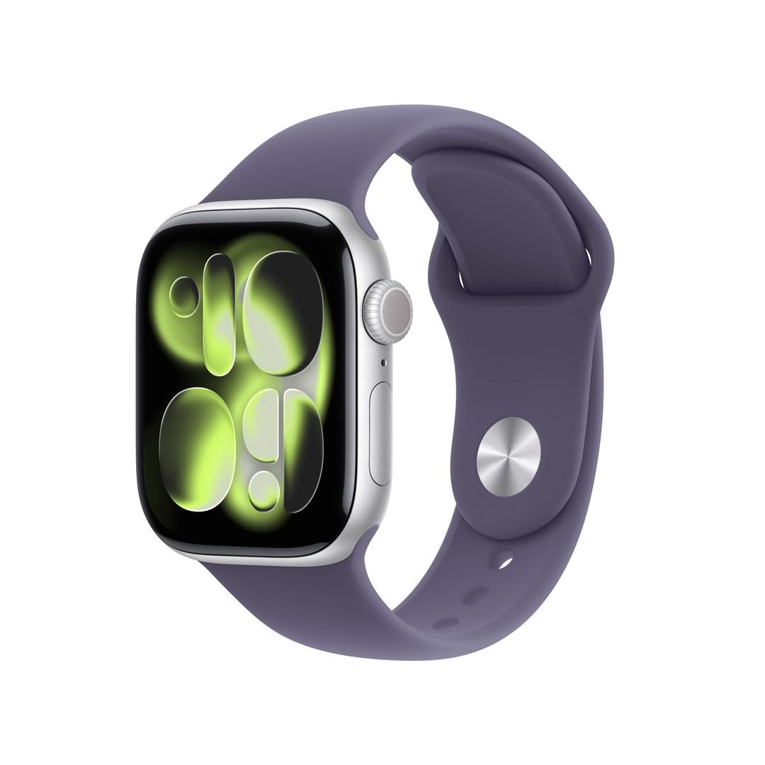 Apple Watch Series 11 GPS + Cellular 42mm Silver Aluminium Case with Purple Fog Sport Band - M/L