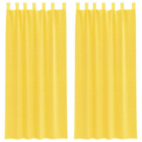 Voile-gardiner med løkker - 2 stk., 140 × 225 cm, gul (OUTLET A)