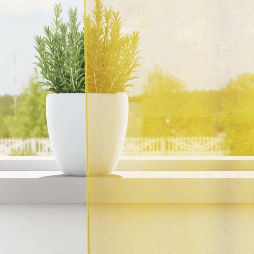 Voile-gardiner med løkker - 2 stk., 140 × 225 cm, gul (OUTLET A)