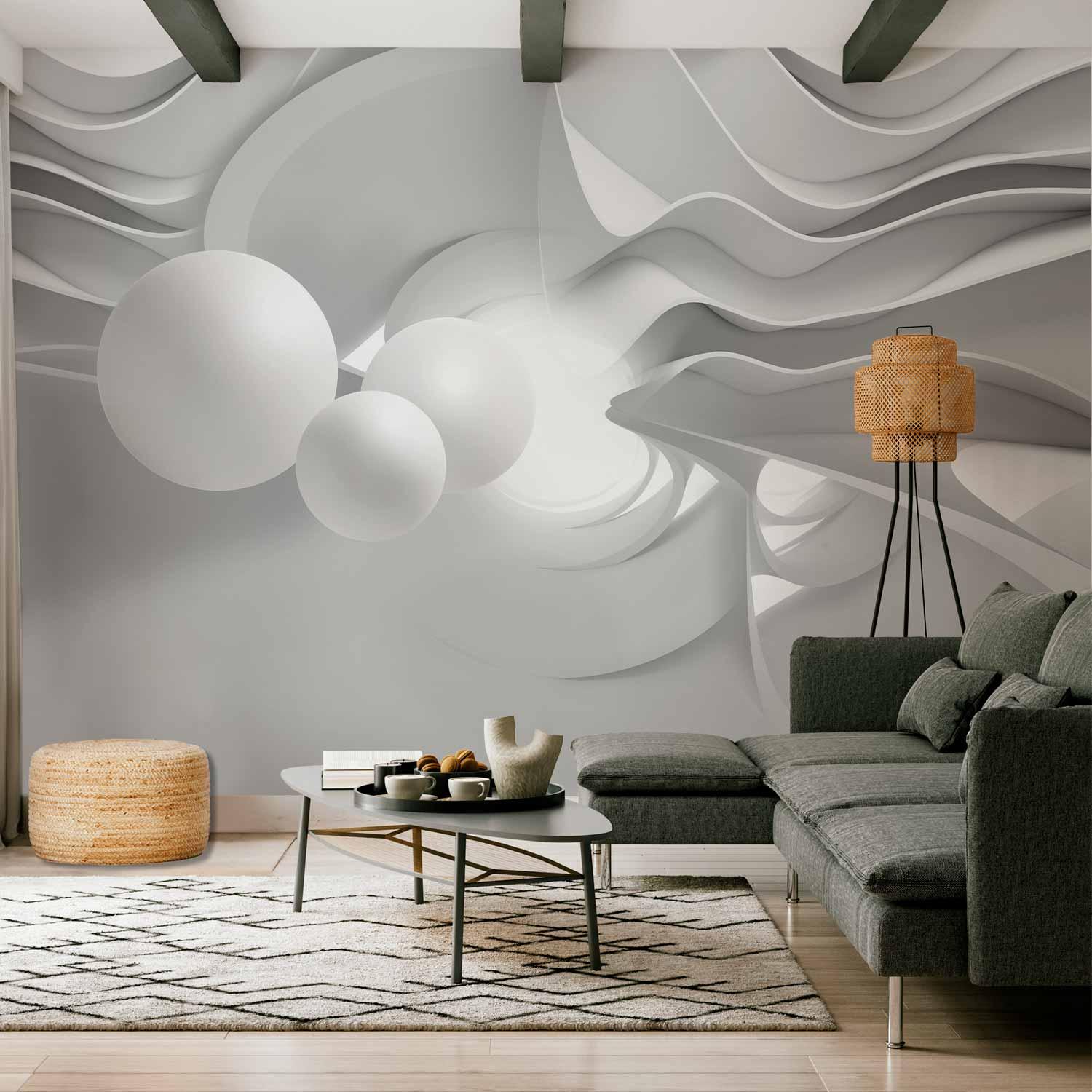 Fototapet 3D - Hvide korridorer - 98 x 70 cm - Selvklæbende