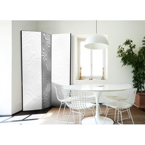 Skærmvæg Hvide bølger I - 3-panels rumdeler 135 x 172 cm