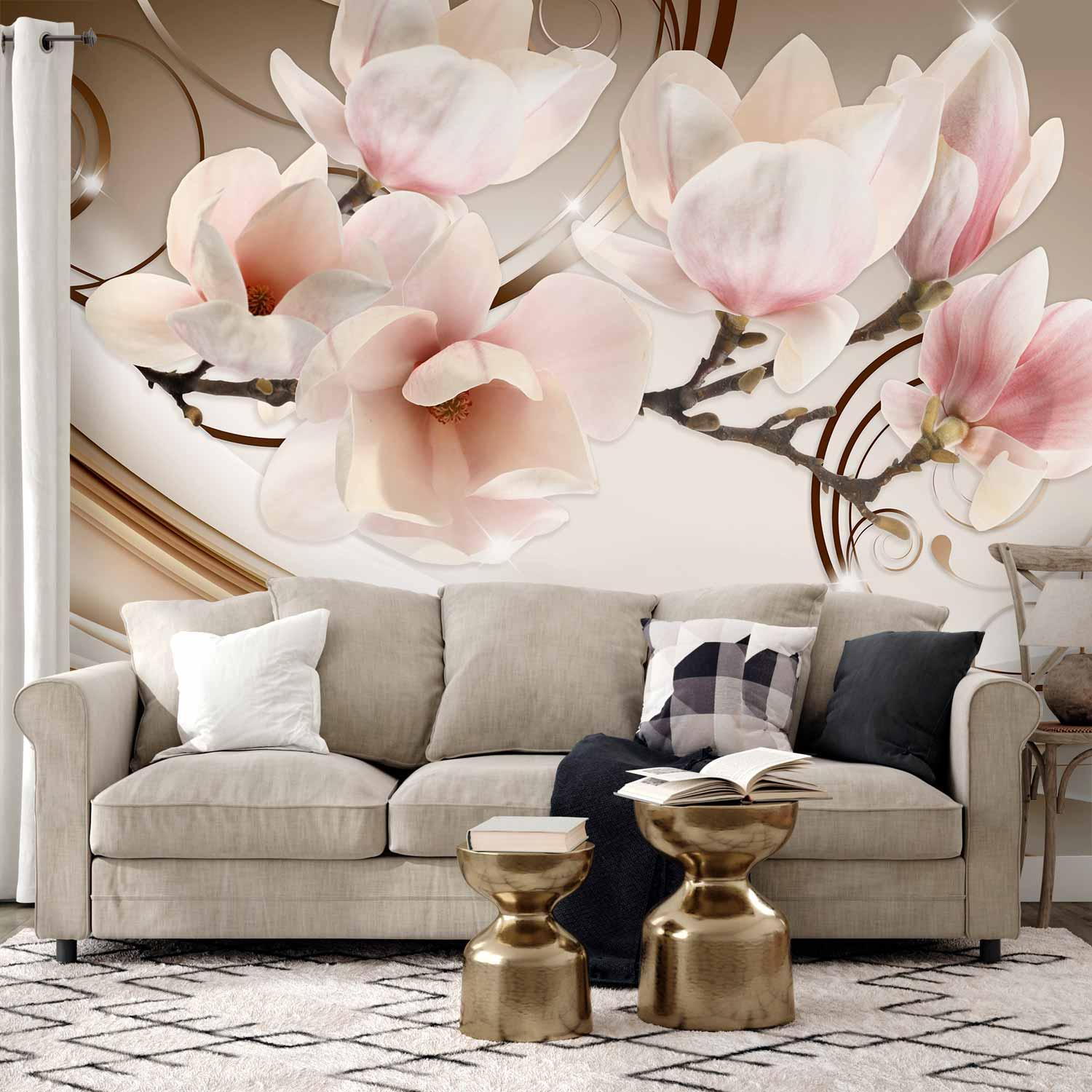 Fototapet med magnolia - Bølger af magnolia - 98 x 70 cm - Selvklæbende
