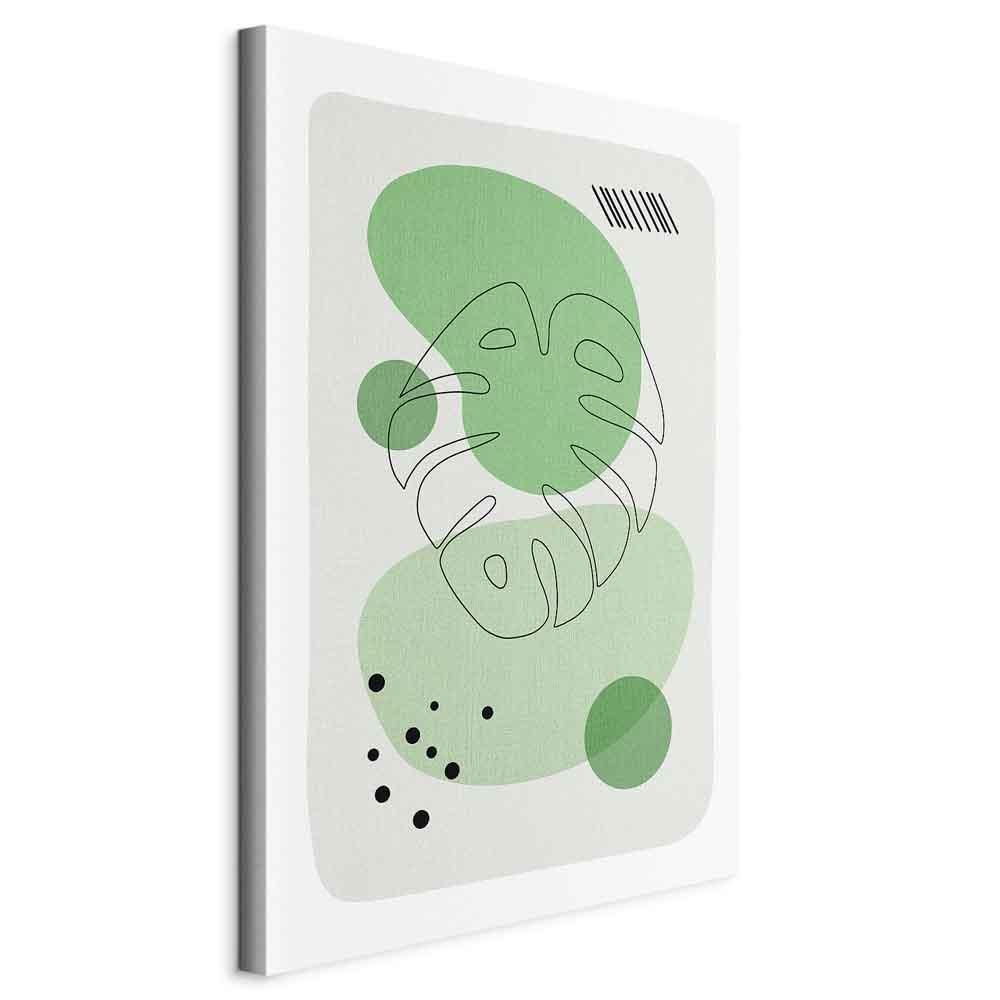 Billede på lærred med grøn monstera line art - lodret 1-delt - 20 x 30 cm - På italiensk lærred