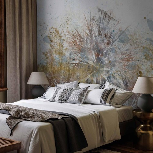 Fototapet Grey palms med abstrakt palmemotiv