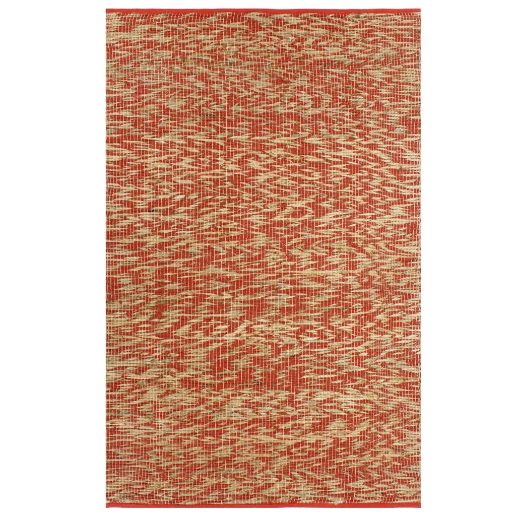 Håndlavet tæppe jute 80 x 160 cm rød og naturfarvet