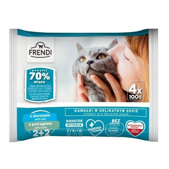 Frendi torsk og ørred i sauce vådfoder til kat 4 x 100 g