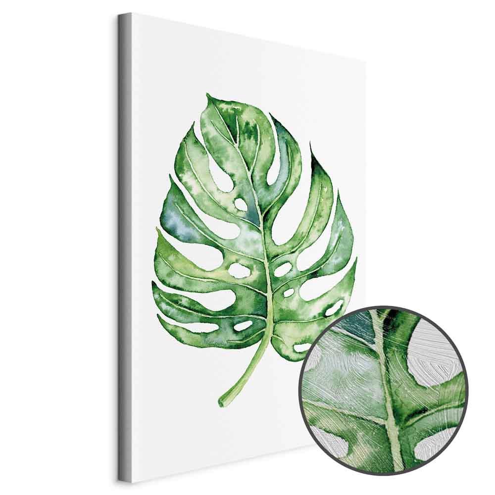 Lærredsbillede Akvarel Monstera lodret - 20 x 30 cm - Premium Print