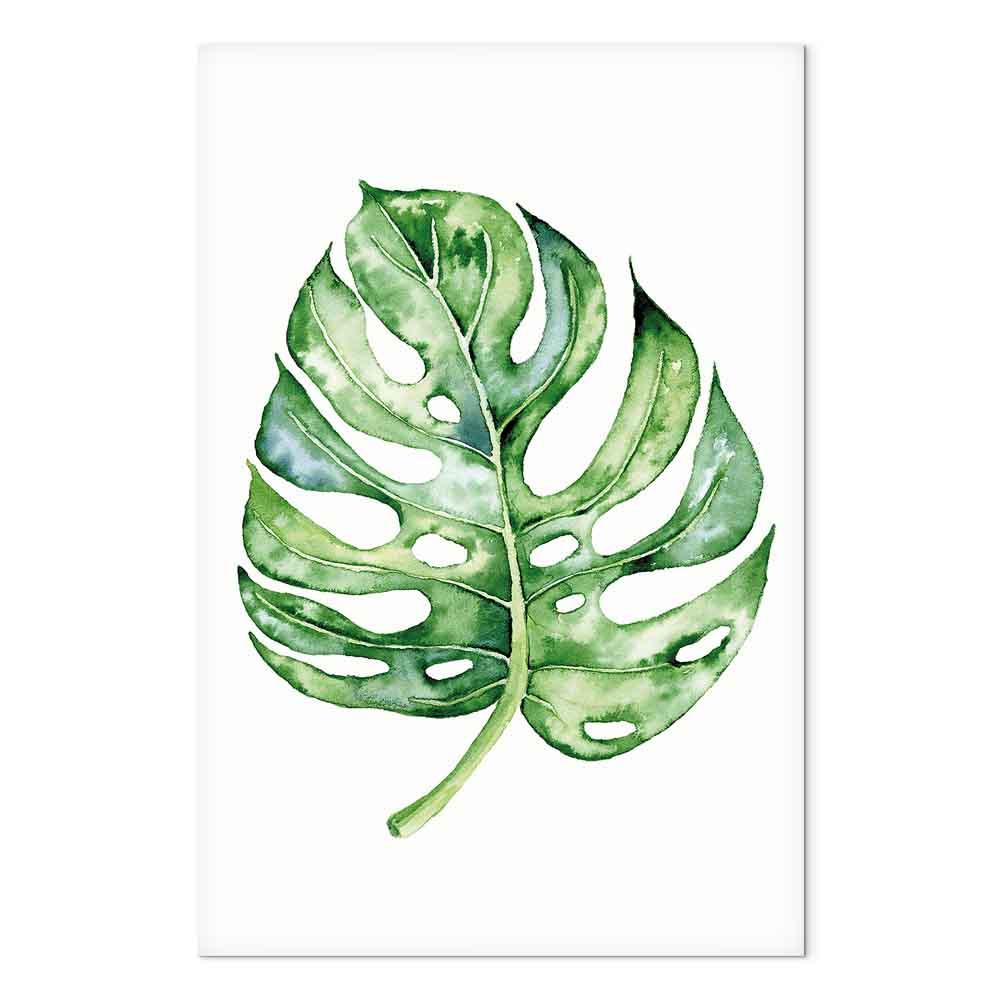 Lærredsbillede Akvarel Monstera lodret - 40 x 60 cm - På italiensk lærred
