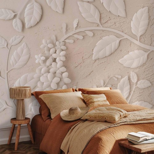 Fototapet Paper Flowers - beige