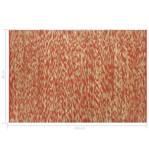Håndlavet tæppe jute 80 x 160 cm rød og naturfarvet