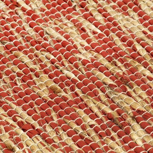Håndlavet tæppe jute 120 x 180 cm rød og naturfarvet