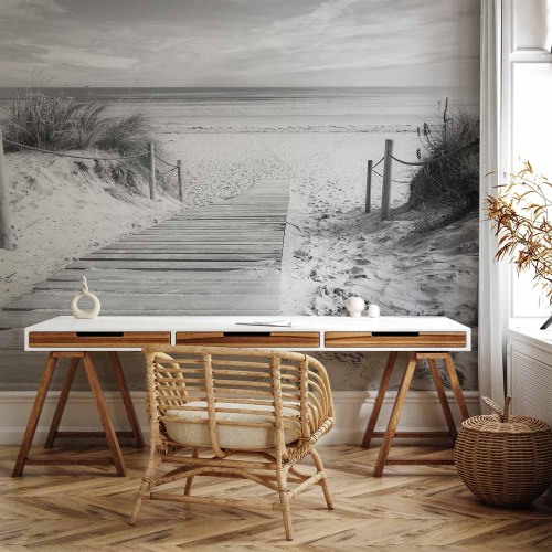 Fototapet Strand i sort-hvid