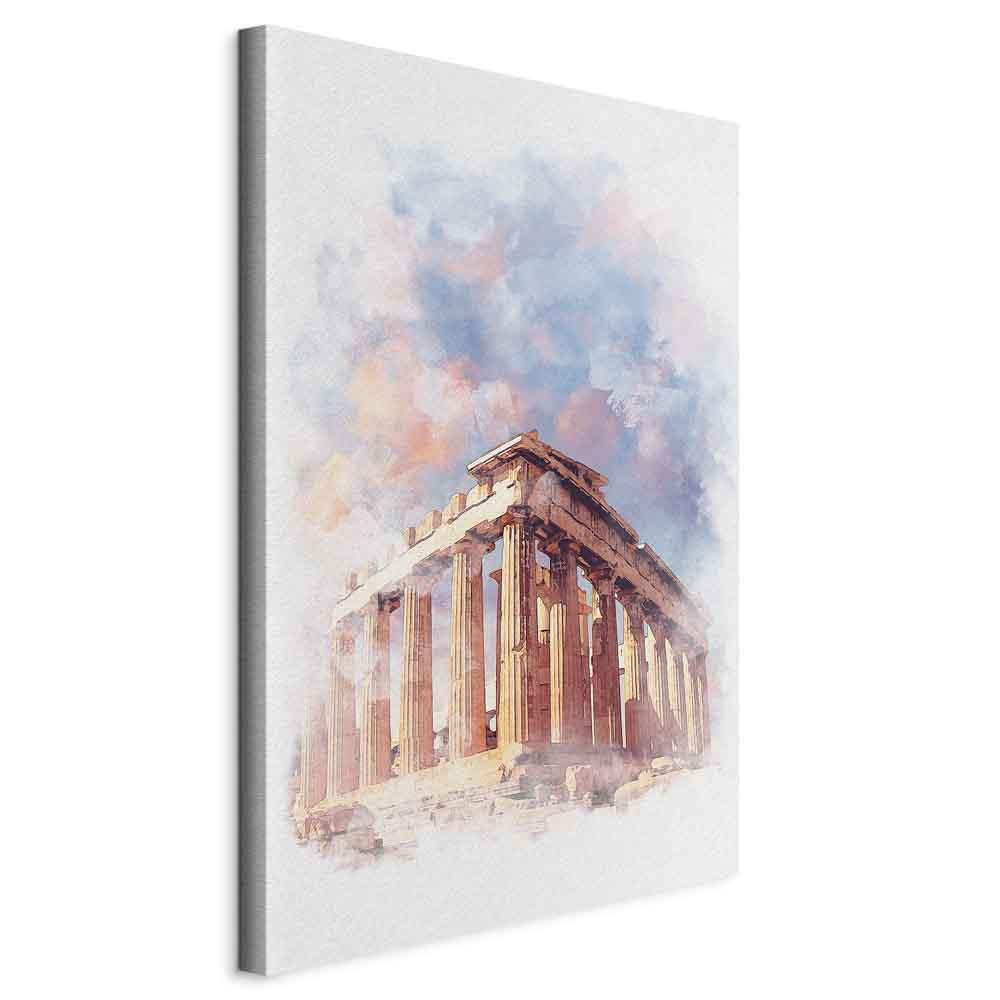 Lærredsbillede Parthenon i akvarel - lodret vægbillede - 20 x 30 cm - På italiensk lærred