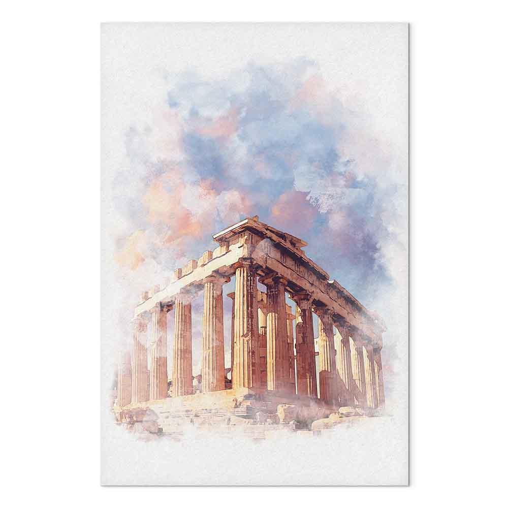 Lærredsbillede Parthenon i akvarel - lodret vægbillede - 20 x 30 cm - Premium Print