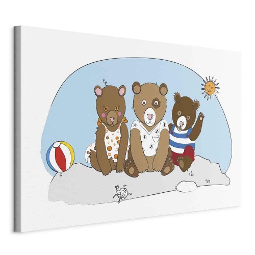 Lærredsbillede Teddy Bears on the Beach - bredformat