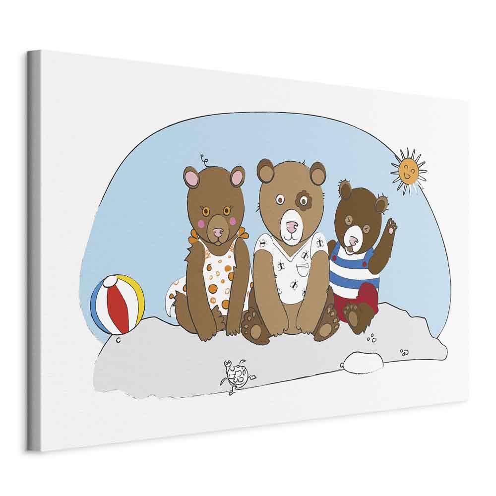 Billede - Teddy Bears on the Beach (1 Part) Wide - 120 x 80 cm - Standard