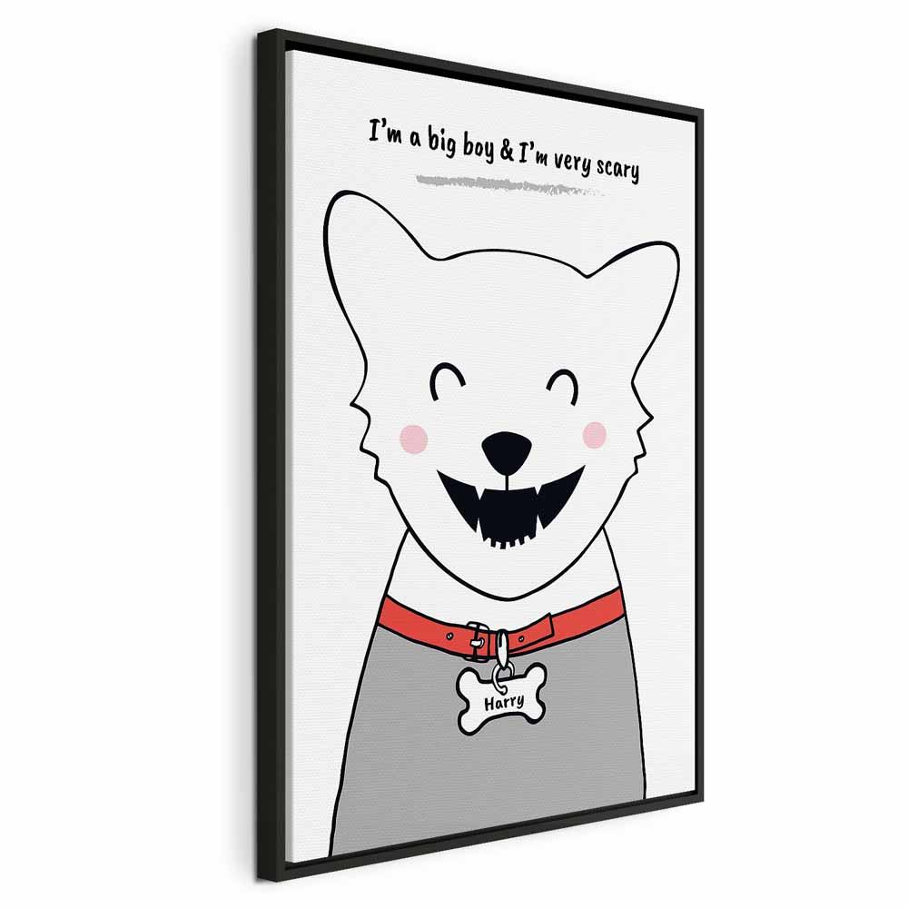 Lærredsbillede Doggy Harry - 1 del, lodret - 40 x 60 cm - I en sort træramme