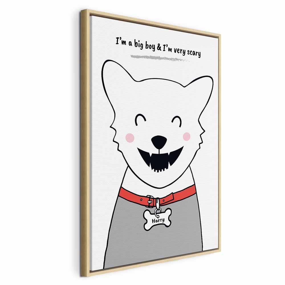 Lærredsbillede Doggy Harry - 1 del, lodret - 40 x 60 cm - I en naturlig træramme