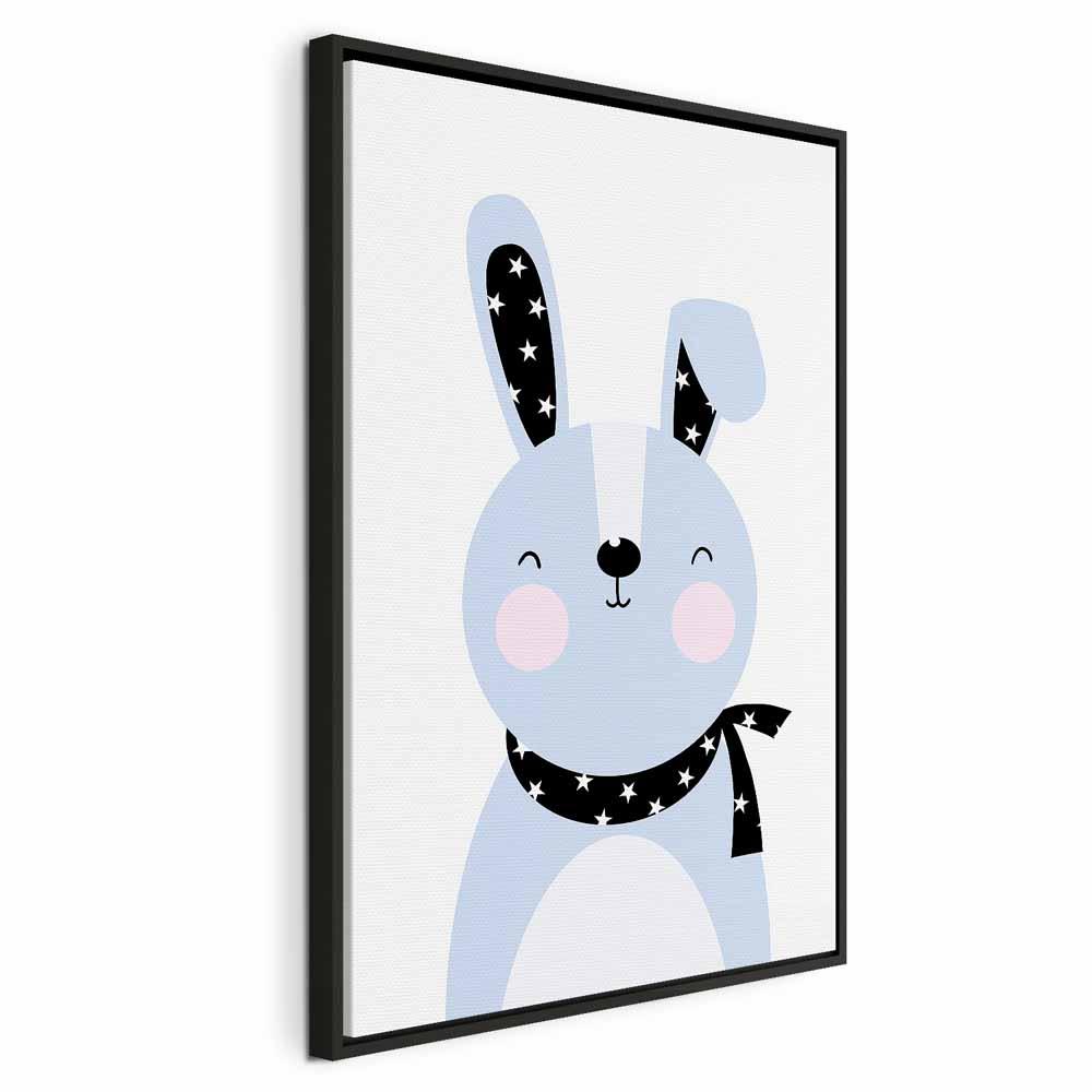 Billede på lærred Brave Rabbit lodret børnebillede - 40 x 60 cm - I en sort træramme