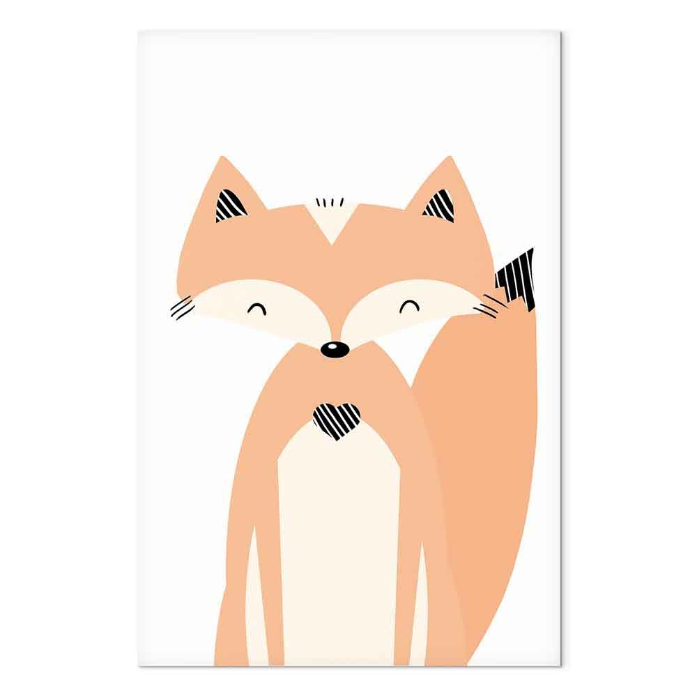 Lærredsbillede Happy Fox lodret til børneværelse - 20 x 30 cm - Akustisk