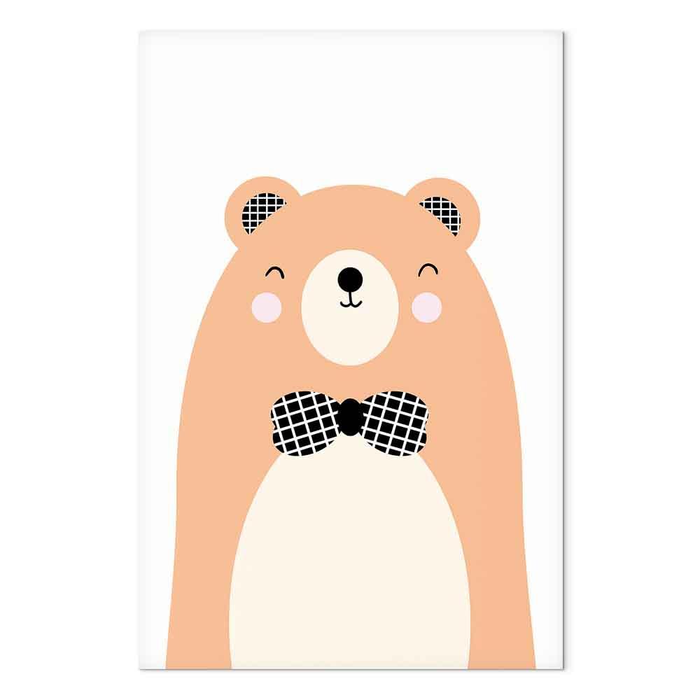 Billede på lærred med bamse og butterfly - 1 del, lodret - 20 x 30 cm - Akustisk