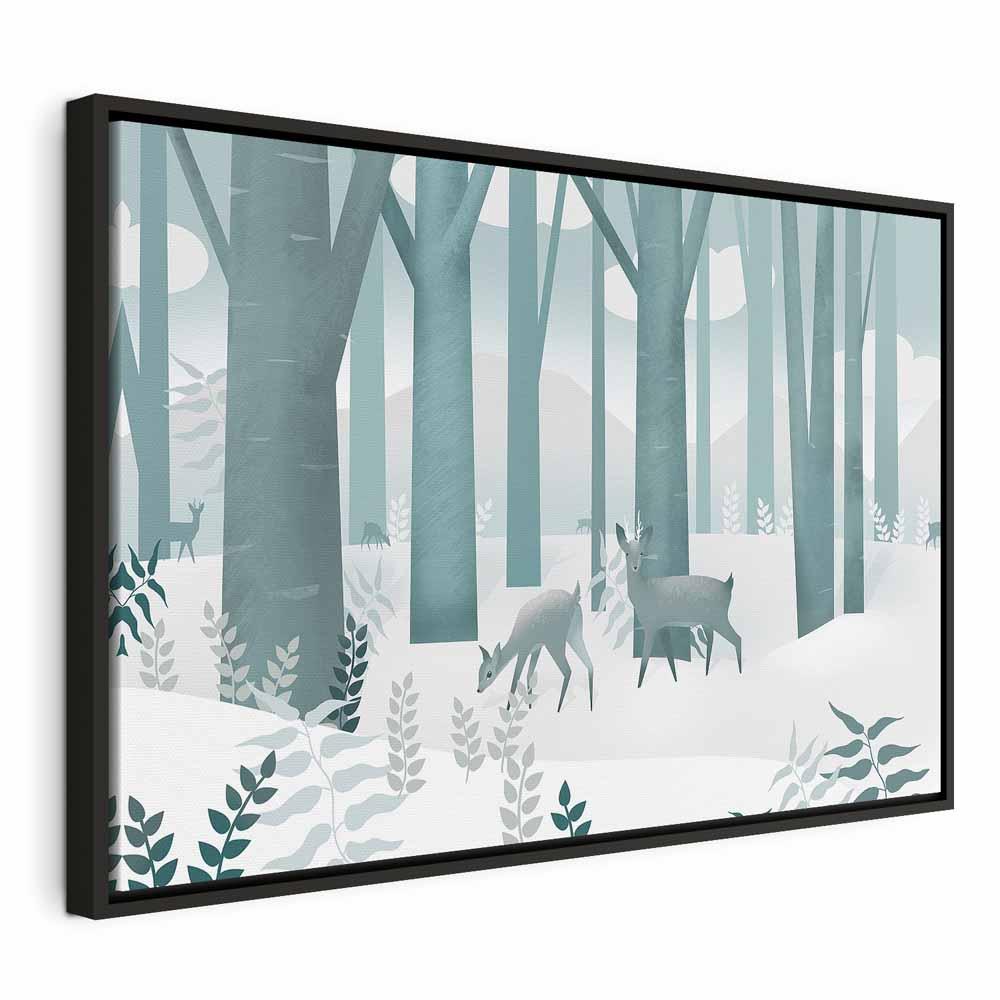 Billede på lærred Eventyrskov til børneværelse - 120 x 80 cm - I en sort træramme
