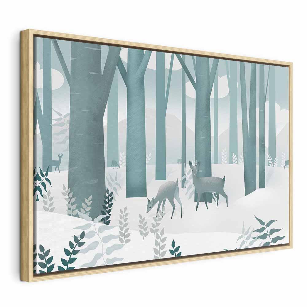 Billede på lærred Eventyrskov til børneværelse - 120 x 80 cm - I en naturlig træramme