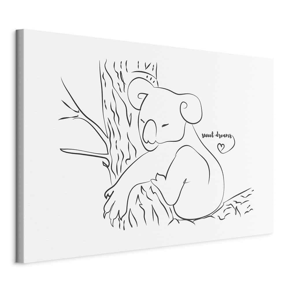 Billede på lærred Sovende koala i sort-hvid - Quiet Charm of Nature 1-delt - 30 x 20 cm - På italiensk lærred
