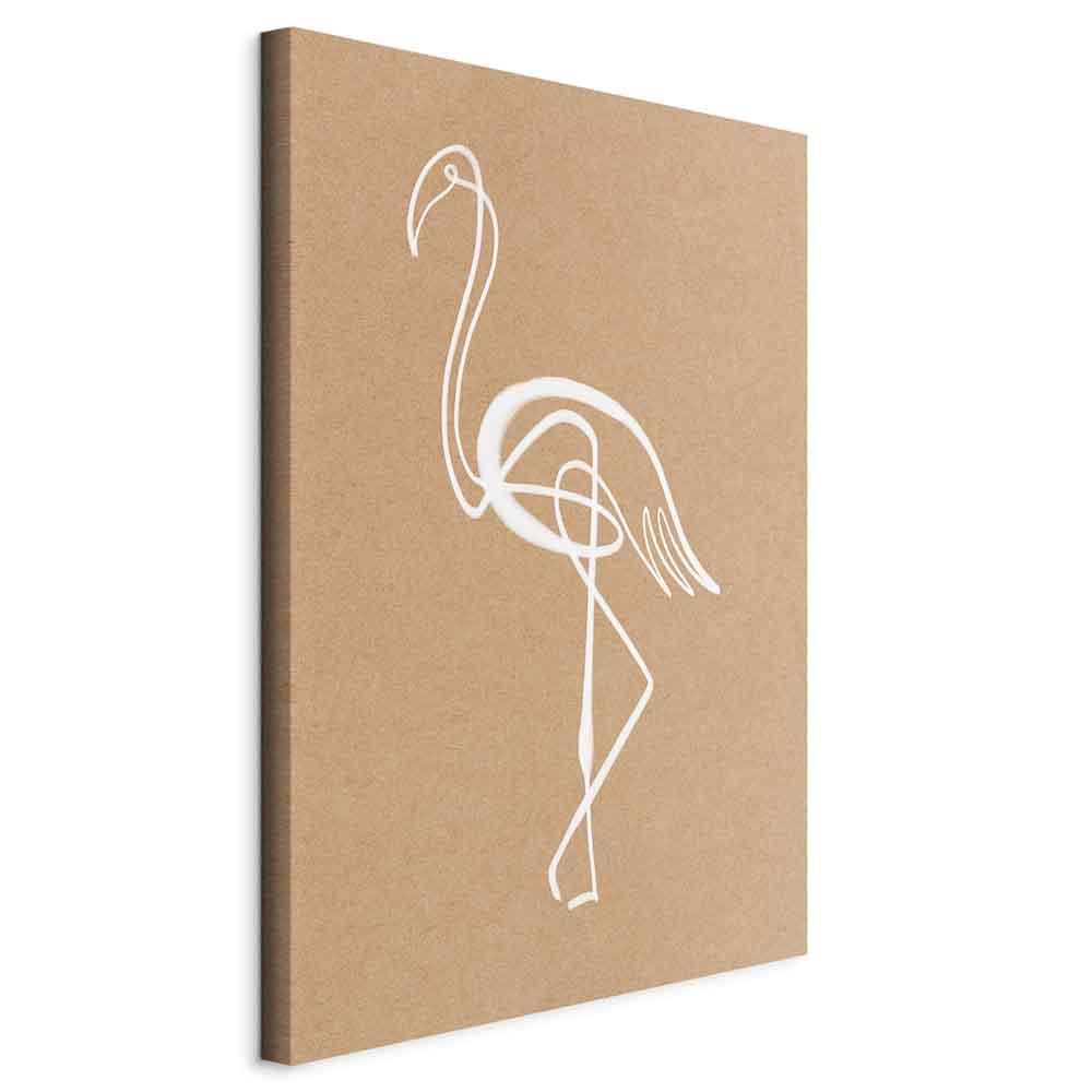 Lærredsbillede Hvid Flamingo lodret - 20 x 30 cm - På italiensk lærred