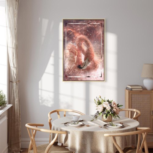 Lærredsbillede Space Flamingo - 1 del, lodret