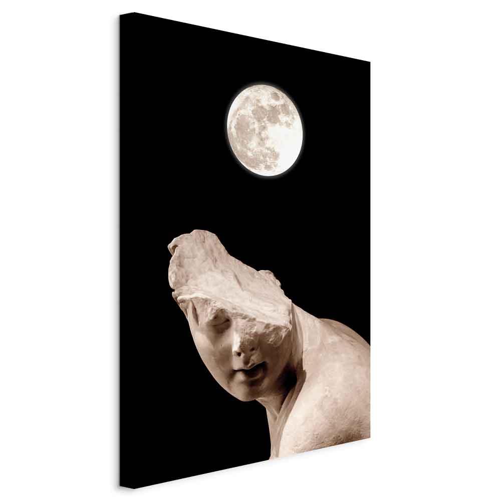 Lrredsbillede - Mne og Statue - 1-delt lodret vgkunst - 60 x 90 cm - Standard