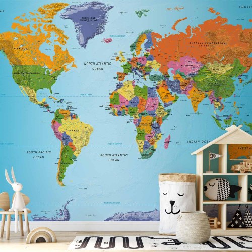 Fototapet verdenskort Colourful Geography