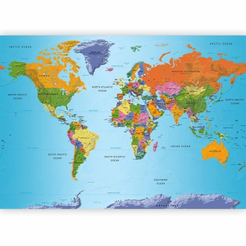 Fototapet verdenskort Colourful Geography