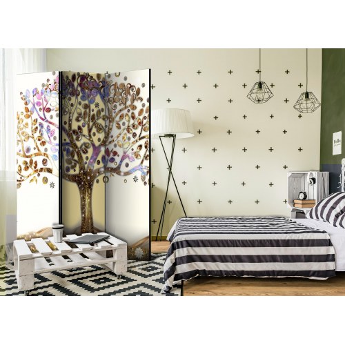 Skærmvæg Gyldent Træ 135 x 172 cm - 3-panels rumdeler